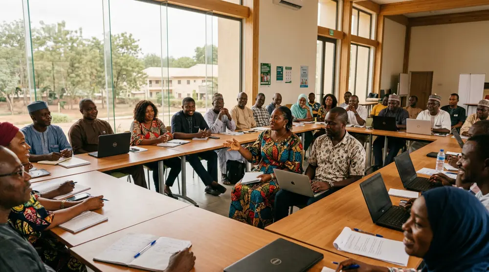 CPU members at a community meeting